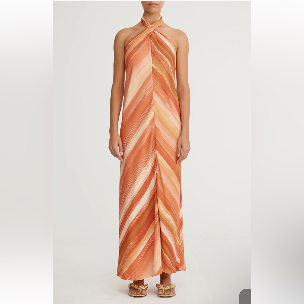 Significant Other - Patrice Chevron Stripe Halter Neck Maxi Dress